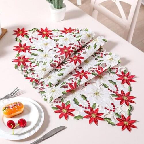 Table Runner Christmas Embroidered Table Runner Tablecloth Tablecloth Hollow multi-purpose Towel 38*176cm