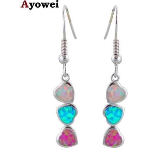 Brand Fantastic style Wholesale Retail Color Fire Opal Silver Stamped Dangle Earrings Fashion Jewelry Opal Jewelry OE292A
