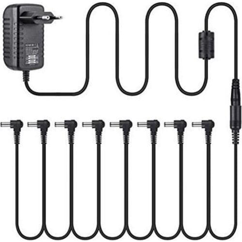 Guitar Pedal Power Supply Adapter 9V DC 2A with 8 Way Daisy Chain Cable for Electric Guitar Effect Pedal Negative Tip Parts