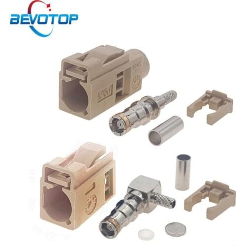 Beige Fakra I Female Jack RAL 8011 RF Coaxial Connector Soldering Wire Connectors for RG316 /RG174 Pigtail Cable