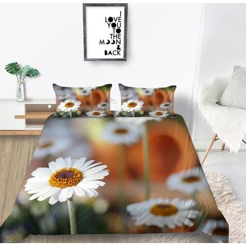 Floral Bedding Set Daisy Simple Fresh Beautiful Duvet Cover Nature King Queen Twin Full Single Double Comfortable Bed Set