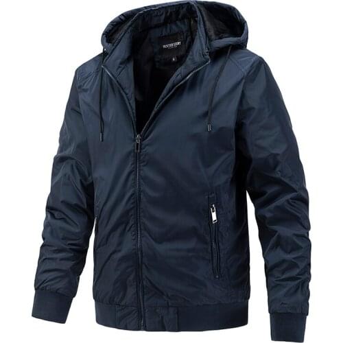 2021 Simple Hoodied Jacket Men Casual Solid Color Zipper Streetwear Bomber Jacket New Autumn Sports Outwear Men Clothing