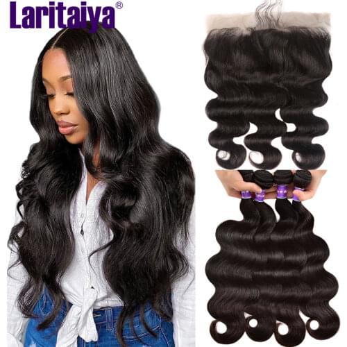Laritaiya Malaysian Body Wave Bundles With Frontal 100% Human Hair Body Wave Bundles With Closure Lace Frontal With Bundles