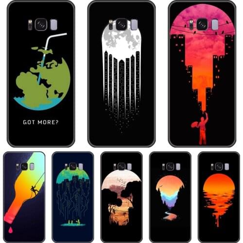 Soft Silicone Phone Case For Samsung Galaxy S5 S6 S7 Edge S8 S9 Plus Black Art Star Back Cover For Samsung Galaxy Note 9 8 5 4