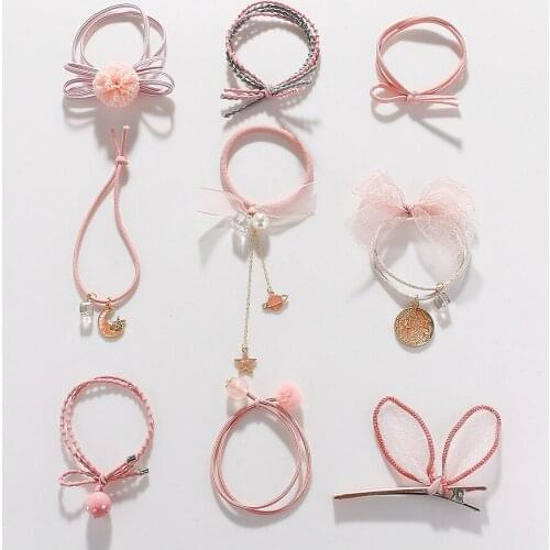 9PCS/LOT Good Quality Cute Solid Elastic Hair Bands Set For Women Ponytail Holder Ornament Rubber Bands Girls Hair Accessories