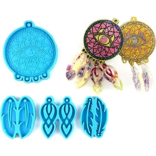 Silicone Keychain Mould Kit Dreamcatcher Mould/Pendant Feather Mold/Epoxy Casting Earring Mold Suitable for DIY Jewelry