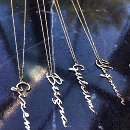 Symbol Gold Gold Necklace with Name 14K for Women Pendant Alphabet Letter Word Style Personal Gift Unisex Special Minimal fonts