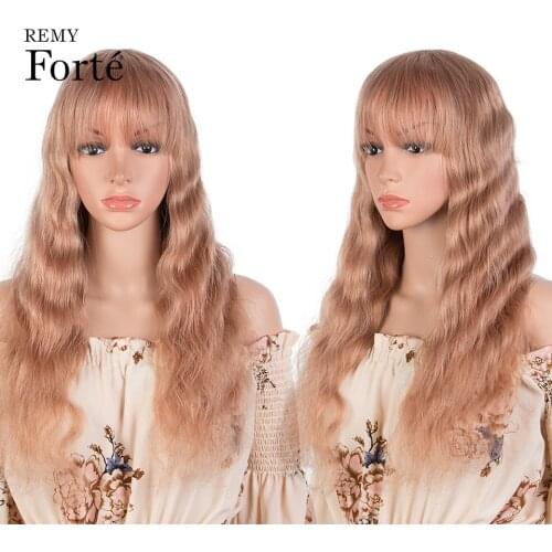 Remy Forte Human Hair Wigs For Women Blonde Wig Pink Remy Brazilian Hair Wigs With Bangs Short Body Wave Pixie Cut Wig