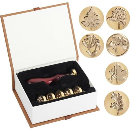 6pcs Plant Seal Flower Seal Wax Seal Stamp Retro Antique Sealing Wax Scrapbooking Stamps HEAD Wedding Decorative Invitation