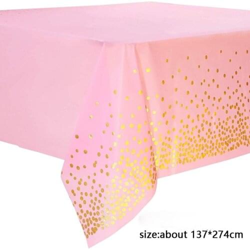 137*274cm Plastic Rose Gold Dot Gilded Tablecloth Birthday Party Supplies Disposable Table cloth Cover Wedding party decoration