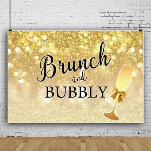 Brunch and Bubbly Cartoon Flowers Backdrop Champagne Party Photo Background Newborn Baby Photocall Banner Decoration Prop