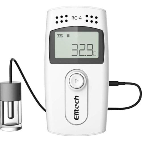 RC-4 Temperature Data Logger Recorder With With Glycol Bottle Temperature Sensor, Audio Alarm, MAX/MIN Display