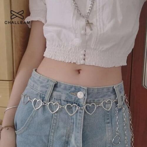 Heart Chain Belt For Women Lady Fashion Cute Trendy Silver Gold Fringes Summer Beach Waist Chain Female Metal Belts 137
