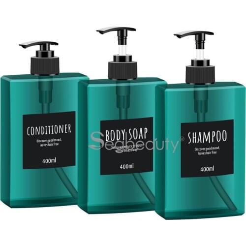 Segbeauty 3pcs/set Shampoo Dispenser Bottle 400ml Refillable Bathroom Soap Bottle Pump Press Lotion Body Shower Gel Containers