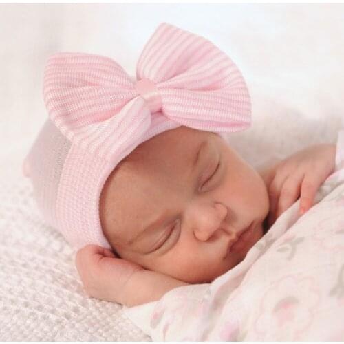 Cute Newborn Baby Knit Hat Bowknot Warm girls Beanie Infant Turban Sweet Elastic Caps for Headwear Knitted Headwraps Turban