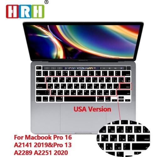 HRH Silicone Foreign Language Keyboard Skin Cover US Version Fit For MacBook New Pro 16 2019 A2141 M1 Chip A2338/A2251 2020