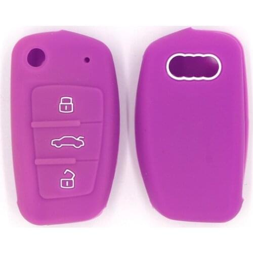 Silicone Car Key Cover Fit For Audi a1 a3 a4 a5 a6 a7 a8 r8 Tt s5 s6 s7 s8 Sq5 q5 q7 Rs5 Fold Flip Remote Keychain Case Fob