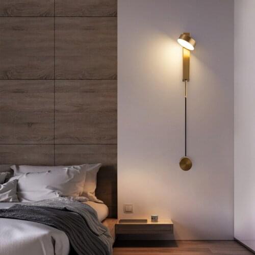 Led Wall Lamps With Switch For Bedroom Bedside Black Rotation Modern Loft Stair Aisle Indoor Decoration Sconce Light Fixture