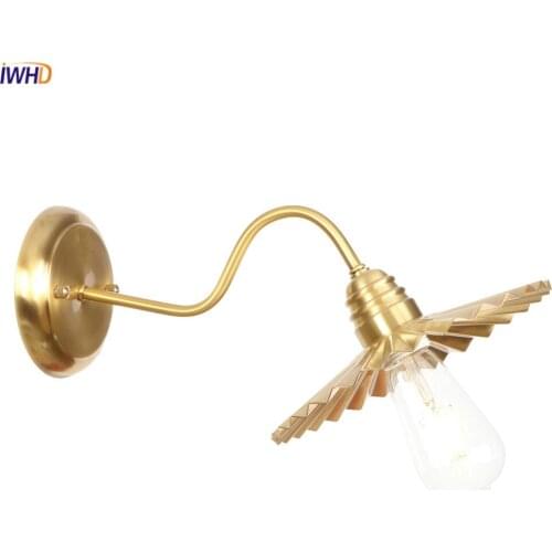 IWHD Copper Loft Wandlamp Nordic Retro LED Wall Lamp Vintage RH Bathroom Light Bedside Living Room Applique Murale Luminaire