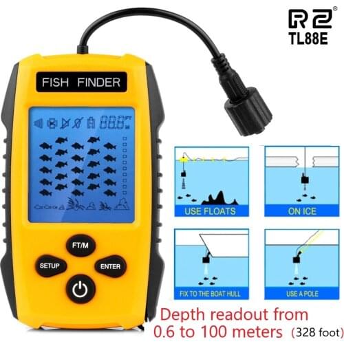 TL88E Fishfinder Alarm 100M 328ft Portable Sonar Fish Finder Fishing Lure Echo Sounder Fishing Finder Lake Sea Fishing Equipment