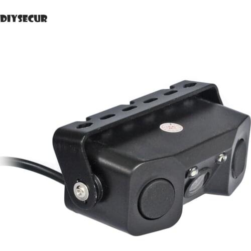 DIYSECUR Waterproof Packing Radar Sensor Car Reverse LED Night Vision Rear View Car Camera Wide Angle for Parking Assistance Kit