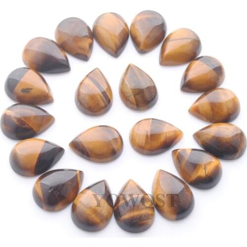 YOWOST Free Shipping Natural Tigers Eye Gem Stone Teardrop Cabochon CAB No Hole Jewelry 13x18x6MM 20pcs/lot QU3043