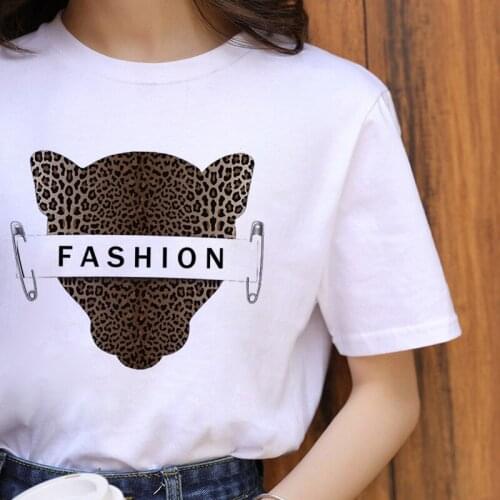 Leopard Love Harajuku Fashion Print T Shirt Women T-shirt Vintage Casual Tshirt Korea Style Top Tee Female