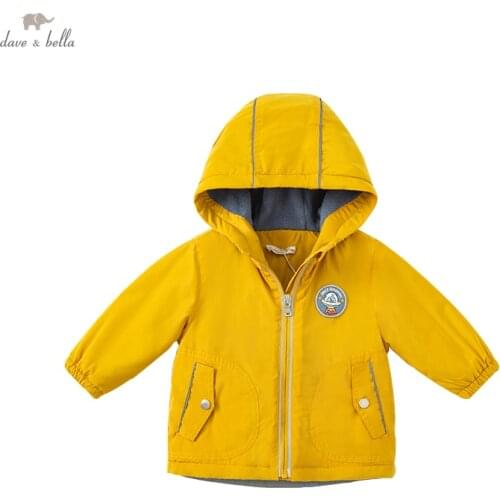 DBX18964-K dave bella winter kids boys fashion jacket soild pockets hooded coat children high quality outerwearar