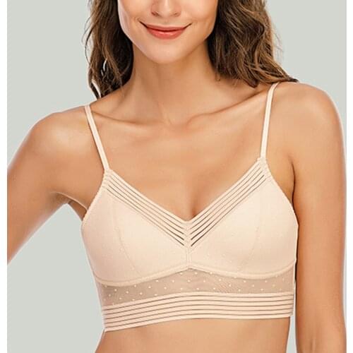 Female Seamless Bra Push Up Plus Size Women Bralette Wire Free Sexy Lace Thin Cup Mesh Lingerie Brassiere Low Back Underwear