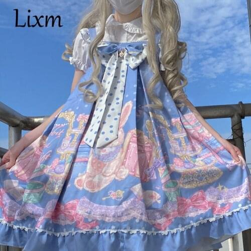 Kawaii JSK Lolita Dress Tea Party Women Vintage Princess Sweet Cute Japanese Bowknot Gothic Renaissance Vestidos 2021
