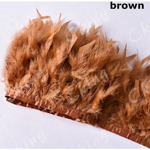10M Brown color Dyed turkey feather trims for Barbie dress wedding party cloth sewing materials home crafts 10-15cm
