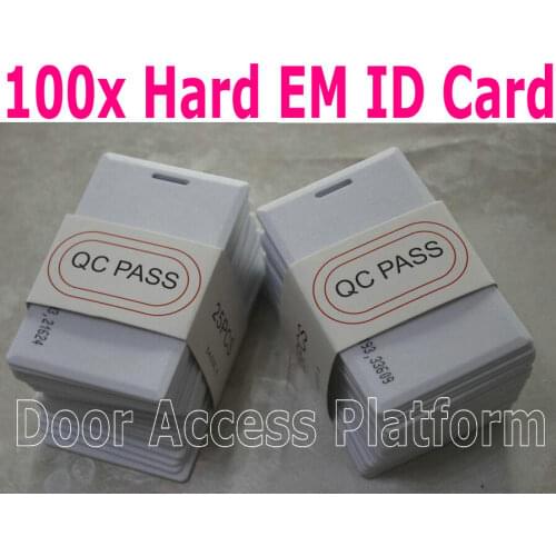 100pcs Hard Card 1.8mm Thickness 125KHz EM ID Card, EM4100 PVC White Card for time attendance and access control