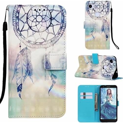 30pcs/lot 3D Colorful Dream Flower Wallet Leather Case With Stand for Google Pixel 3A XL 3a