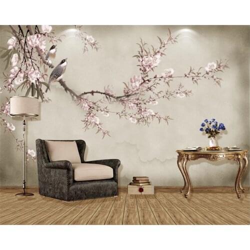 Beibehang Customized fashion new modern flower and bird TV bedroom background papel de parede 3d wallpaper