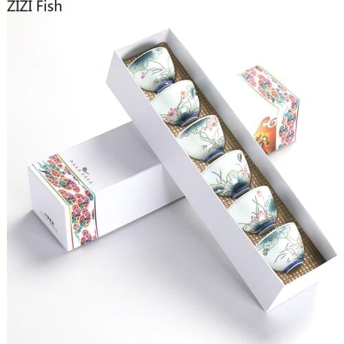 90ml Ink Style 6-piece Ceramic Kung Fu Tea Set Teacup Green Tea Tieguanyin Tea Cup Kung Fu Tea Cup Holiday Gifts for Friends