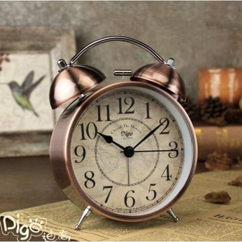 American Classical Bedside Alarm Clock Metal Mute Desk Despertador Original Design Bedroom Study Room Student 4.3 Inches