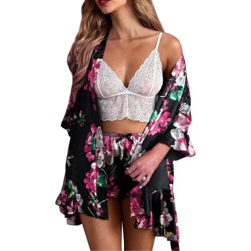 Satin Silk Pajamas Women Nightdress Lingerie Robes Underwear Sleepwear Sexy Pijamas De Mujer Conjuntos De Mujer Пижама