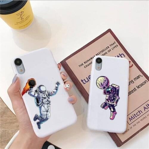 Basketball Space Astronaut Fire Phone Case For Iphone 6 6s 7 8 Plus XR X XS XSmax 11 12 Pro Mini Max Candy White Silicone Cover