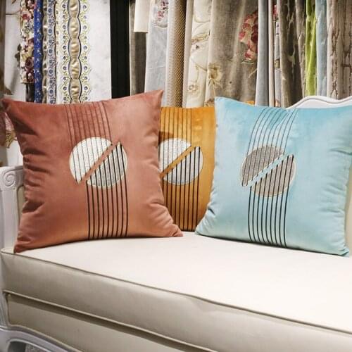 DUNXDECO Cushion CoverDecorative Pillow Case Modern Luxury Simple Geometric Embroidery Soft Sofa Chair Soft Velvet Coussin