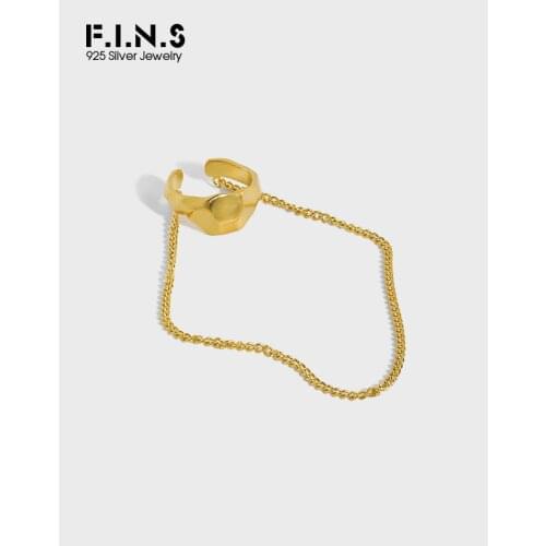 F.I.N.S 1PC Original Design Irregular Ear Cuff S925 Sterling Silver Ear Clip without Pierced Link Chain Hanging Tassel Earring