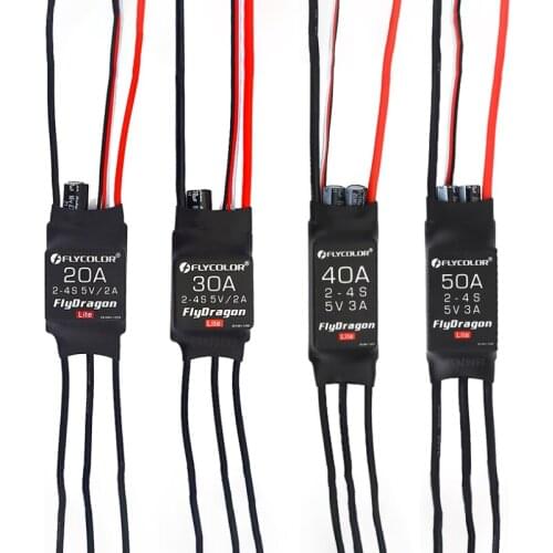 Flycolor FlyDragon Lite 2-4S 20A/30A/40A/50A Brushless ESC Remote Control Airplane ESC