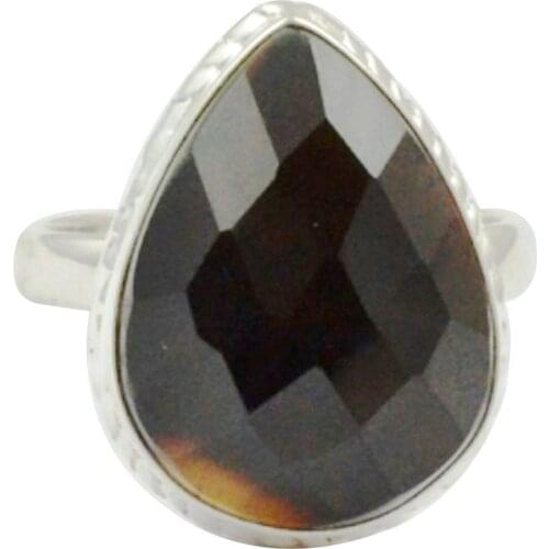 Lovegem Genuine Black Cut Stone 925 Sterling Silver,Size :8.75, AR3386