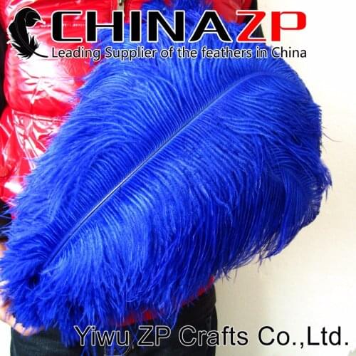 Gold Supplier CHINAZP Factory 100pcs/lot Size 45~50cm(18~20inch) Fantastic Party Decoration Dyed Blue Ostrich Drab Feathers