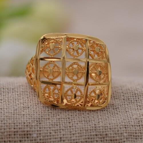 Annayoyo Reticulate Gold Color Ethiopian Wedding Ring Women,Arab Middle East Dubai Brides Jewelry African Gifts New Arrival