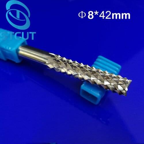 1pc 8*42mm Corn Teeth End Mill, Milling Cutter CNC Router Bits Tools PCB, Printed Circuit Board Cutter on HDF,Fiber Glass