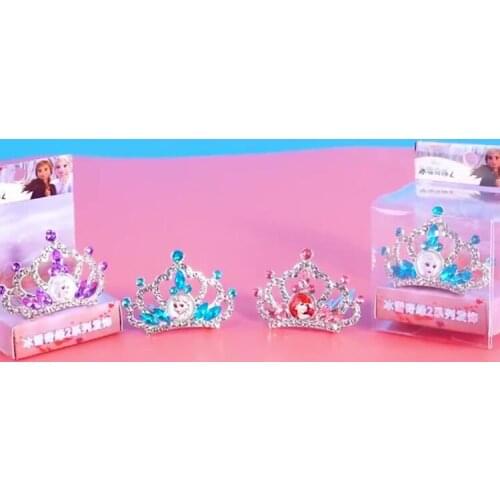 Disney Frozen 2 Elsa Anna Princess Crown Sofia Ariel Crown Heart Jewel Headdress Side Clip Girls Pretend Play Makeup Toys Gift