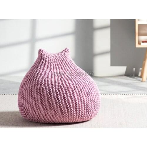 70x65cm Princess Pink Handwoven Linen Thread Modern Bean Bag Sofa Tatami mini sofa fauteuil enfant Detachable and washable