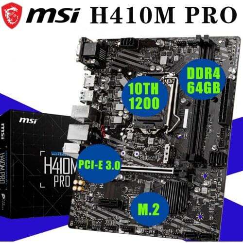 100% MSI H410M PRO Mainboard LGA 1200 DDR4 64GB PCI-E 3.0 M.2 SATA USB3.2 Intel H410 New Desktop Micro ATX Computer Motherboard