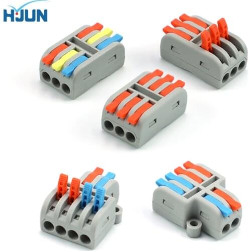 HJUN Mini Push-in Terminal Block Fast Wire Cable Connectors Electrical Universal Compact Conductor Wiring Connector Combination