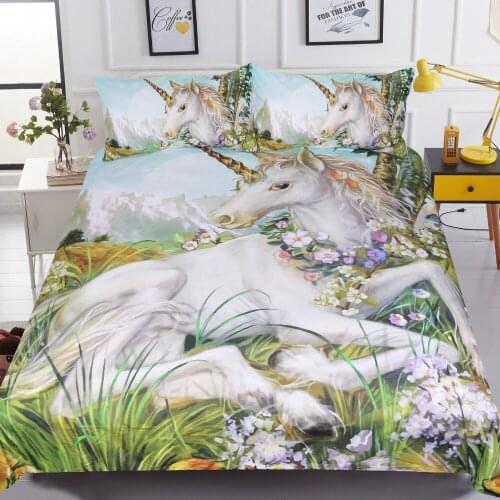 Bedding Sets 3d Digital Printing Unicorn Twin Full Double Single California King Size Duvet Quilt Cover Set Bed Linen Pillowcase
